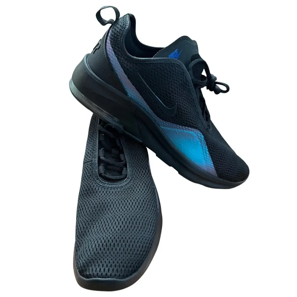 Nike Men's Air Max Motion 2 Black Blue Iridescent Athletic Running Shoes Size 13